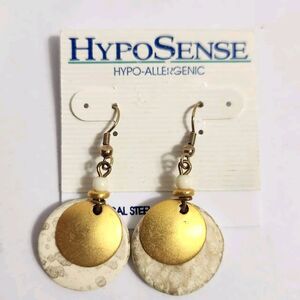 HypoSense Hypo-Allergenic Earrings, Surgical Steel Posts Dangle Elipse Circles